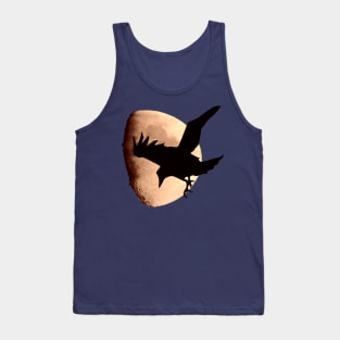 Nocturnal Crow Silhouetted Against A Pink Red Moon Tank Top